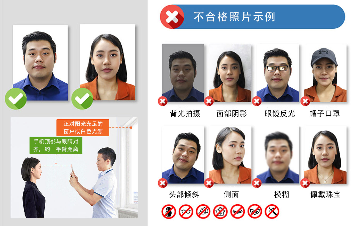 证件照拍摄规范示例